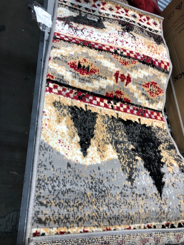 Photo 1 of 2'x4' Red/White/Black/Yellow Patterned Area Rug 