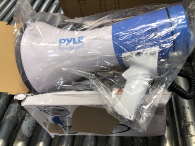 Photo 2 of Pyle Compact Portable PA Megaphone Speaker - 50W Handheld Bullhorn with LED Flashlight, Alarm Siren, Adjustable Volume, Detachable Microphone, Battery Powered for Indoor & Outdoor Use