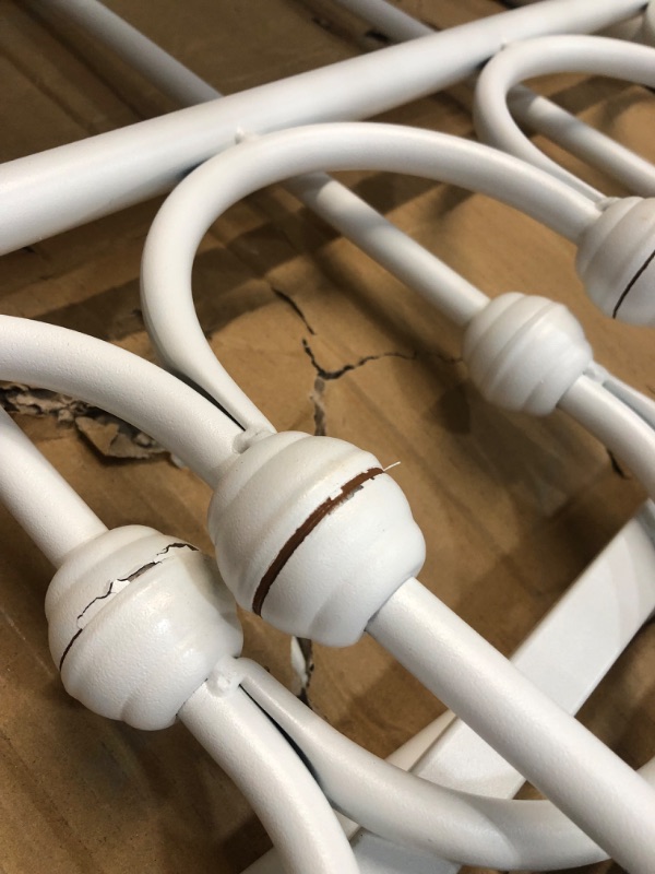 Photo 1 of MISSING MANUAL; COSMETIC DAMAGES**TUSEER Metal Bed Frame Queen Size with Vintage Headboard and Footboard Platform Base Wrought Iron (Grayish White) Queen Grayish White