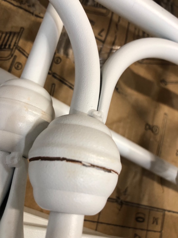 Photo 1 of MISSING MANUAL; COSMETIC DAMAGES**TUSEER Metal Bed Frame Queen Size with Vintage Headboard and Footboard Platform Base Wrought Iron (Grayish White) Queen Grayish White