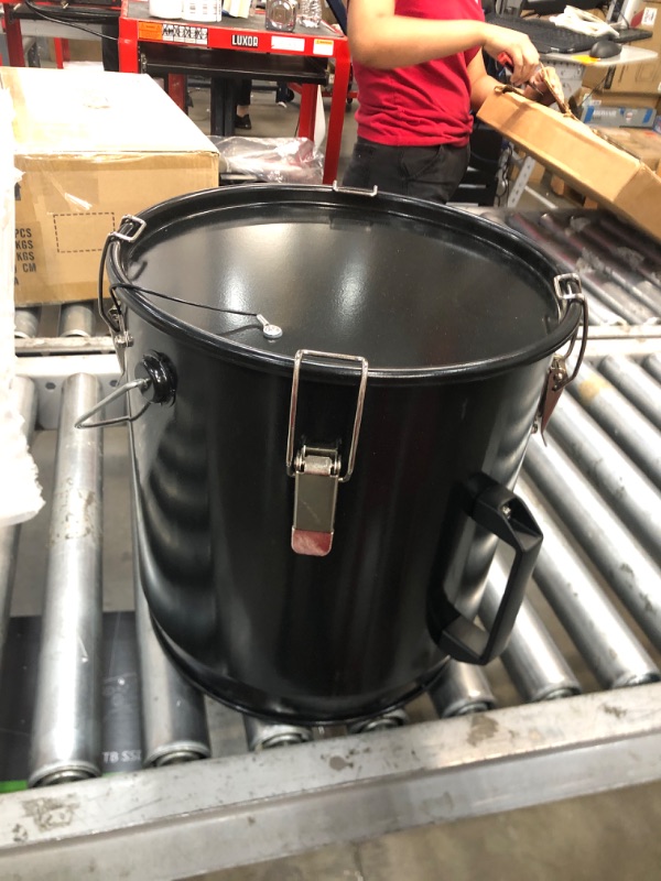 Photo 2 of Crutello Grease Disposal Bucket - 6 Gallon Fryer Oil Disposal Caddy Transport Container with Locking Lid for Hot Cooking Oil - Black Black 6 Gallon