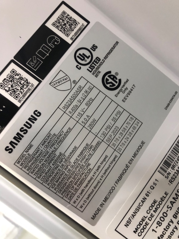 Photo 4 of Samsung 22.6-cu ft Counter-depth Smart Side-by-Side Refrigerator with Ice Maker (Fingerprint Resistant Stainless Steel)