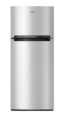 Photo 1 of  DENTED SIDE**Whirlpool 17.6-cu ft Top-Freezer Refrigerator (Monochromatic Stainless Steel)