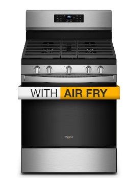 Photo 1 of SCRATCHED TOP EDGE**Whirlpool 30-in 5 Burners 5-cu ft Self-cleaning Air Fry Convection Oven Freestanding Natural Gas Range (Fingerprint Resistant Stainless Steel)