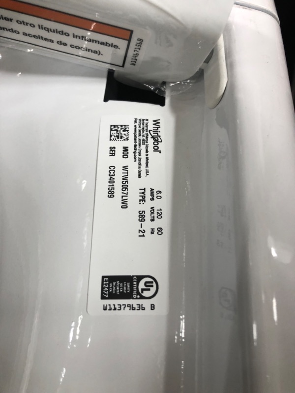 Photo 7 of SCRATCHED; FAILED TEST**Whirlpool 2 in 1 Removable Agitator 4.7-cu ft High Efficiency Impeller and Agitator Top-Load Washer (White)