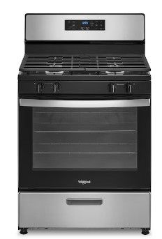 Photo 1 of MISSING SM BURNER CAP**Whirlpool 30-in 4 Burners 5.1-cu ft Freestanding Natural Gas Range (Stainless Steel)