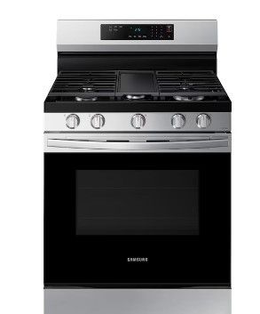 Photo 1 of Samsung 30-in 5 Burners 6-cu ft Self-cleaning Freestanding Smart Natural Gas Range (Stainless Steel)