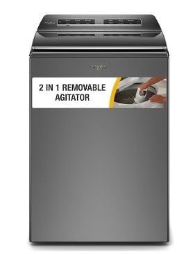 Photo 1 of ***MAJOR DAMAGE - SEE NOTES***
Whirlpool Smart Capable w/Load and Go 5.3-cu ft High Efficiency Impeller and Agitator Smart Top-Load Washer (Chrome Shadow) 
