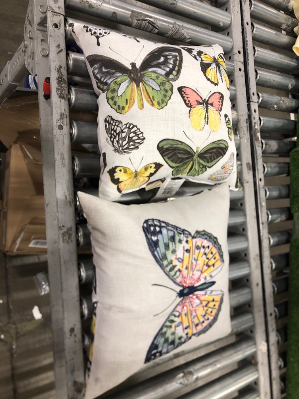 Photo 2 of 2 Pack allen + roth Butterfly Garden Vintage Graphic Print Off White Square Throw Pillow