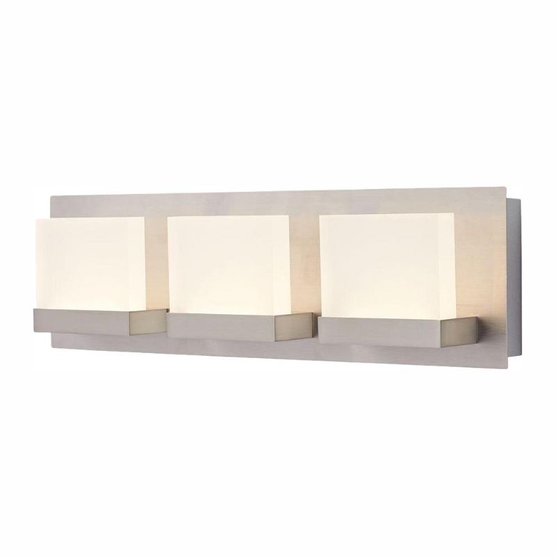 Photo 1 of Home Decorators Collection Alberson Collection 3-Light Brushed Nickel LED Vanity Light with Frosted Acrylic Shade
