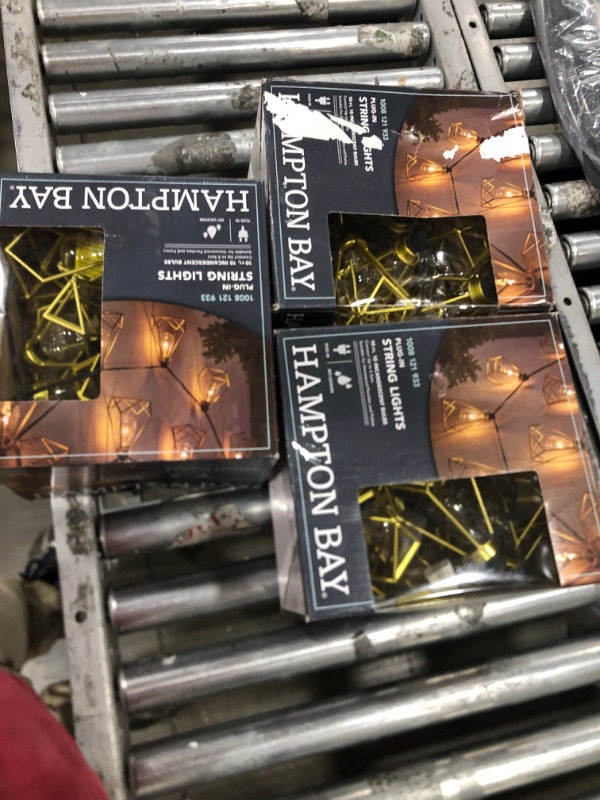 Photo 1 of 3 Pack Hampton Bay 10 Bulb 10 Ft. Indoor/Outdoor Plug-in Incandescent Gold Cage String Light
