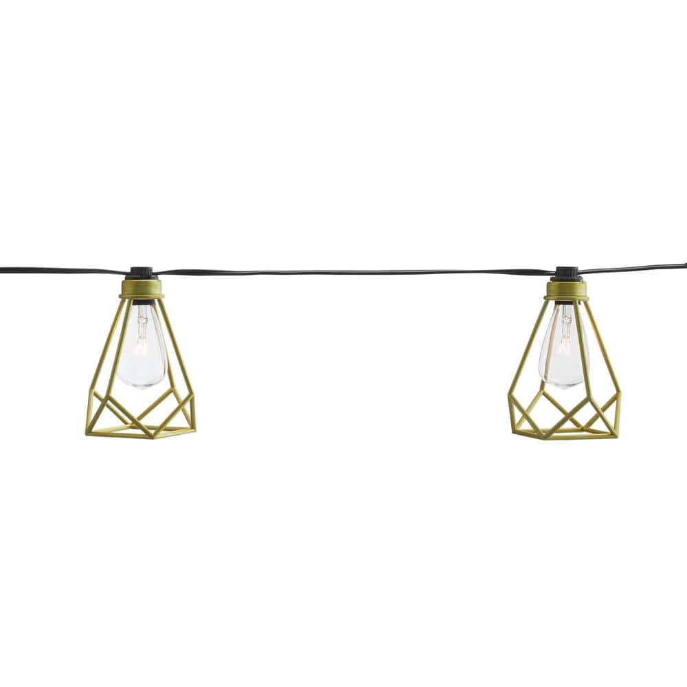 Photo 1 of 3 Pack Hampton Bay 10 Bulb 10 Ft. Indoor/Outdoor Plug-in Incandescent Gold Cage String Light
