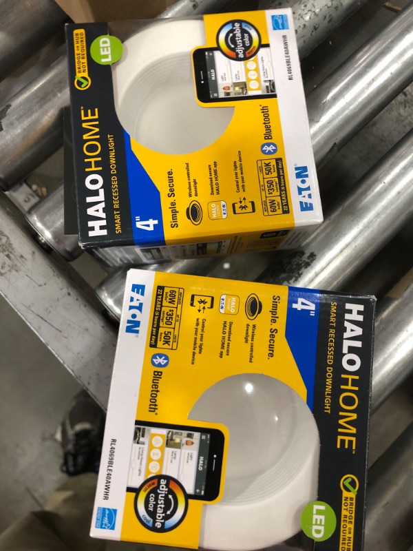 Photo 2 of 2 Pack Halo RL 4 in. White Bluetooth Smart Integrated LED Recessed Ceiling Light Trim, Tunable CCT (2700K-5000k)