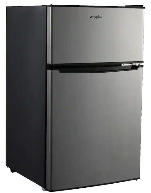 Photo 1 of 3.1 cu. ft. Mini Fridge in Stainless Steel with Dual Door True Freezer
