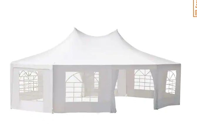Photo 1 of **INCOMPLETE !! 21 ft x 29 ft White Large 10-Wall Event Wedding Gazebo Canopy Tent with Open Floor Design and Weather Protection