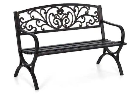 Photo 1 of 50 in. Brass Metal Outdoor Bench
