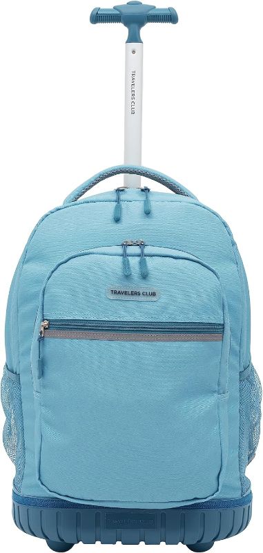 Photo 1 of Travelers Club Rolling Backpack with Shoulder Straps, Aqua, 18-Inch
