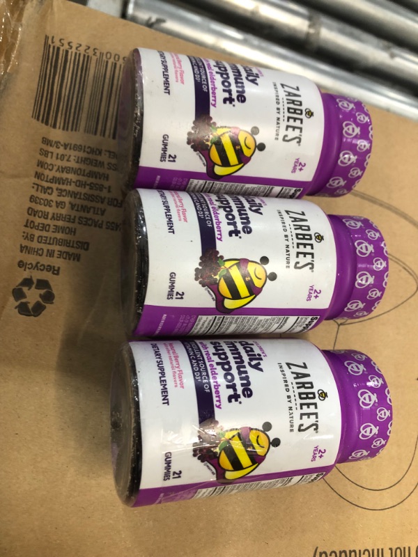 Photo 1 of 3, EXP - 3/24, Zarbee's Elderberry Gummies for Kids with Vitamin C, Zinc & Elderberry, Daily Childrens Immune Support Vitamins Gummy for Ages 2 and Up, Natural Berry Flavor, 21 Count Kids Gummies, 21ct