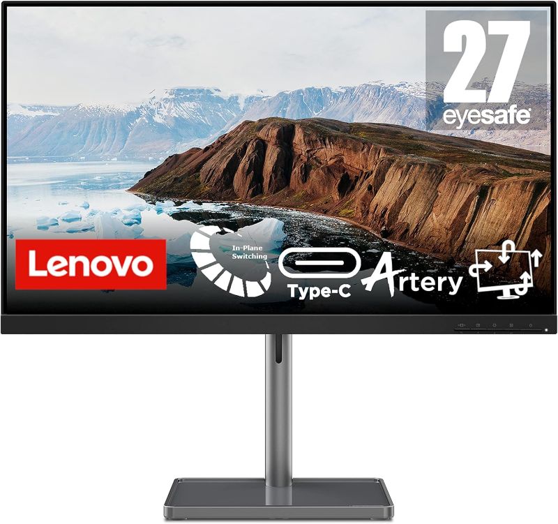 Photo 1 of Lenovo L27m-30-2022 - Everyday Monitor - 27 Inch FHD - 75 Hz - AMD FreeSync - Low Blue Light Certified - Tilt Stand - Integrated Speakers - HMDI & VGA & USB-C,Grey
