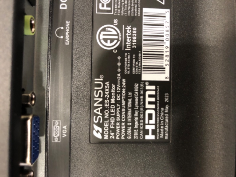 Photo 1 of SANSUI Monitor 24 inch IPS FHD 1080P 75HZ HDR10 Computer Monitor with HDMI,VGA,DP Ports Frameless/Eye Care/Ergonomic Tilt/Speakers Built-in(ES-24X5A HDMI Cable Included) 24 inch 75Hz Speakers