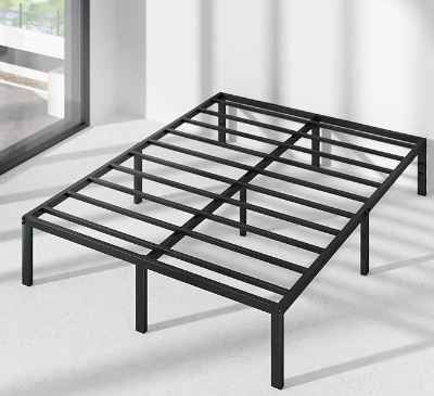 Photo 1 of  16 Inch Metal Platform Bed Frame Set / Steel Slat Support / No Box Spring Needed / Easy Assembly, Queen
