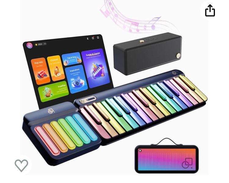 Photo 1 of PopuPiano Smart Piano Keyboard with Speaker, Rainbow Lighting Keys, Beginner Lessons, 256 Tones, 100+ Chords, MIDI Controller, Sustain Pedal Jack, and Electric Keyboard Piano Audio Input