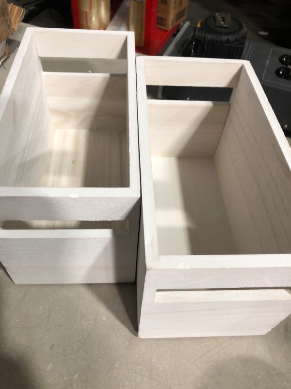 Photo 2 of 2 Pack iDesign Renewable Paulownia Wood Collection Storage Bin with Handles, 10" x 5" x 6", White Wash