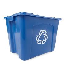 Photo 1 of Rubbermaid Commercial Products, Recycling Bin/Box, Blue (FG571473BLUE) Commercial Products Deskside Wastebasket Recycling Bin Small 13QT/3.25 GAL, for Home/Office/Under Desk, Blue 14 Gallon Recycling Bin + Recycling Bin Small 1 Pack