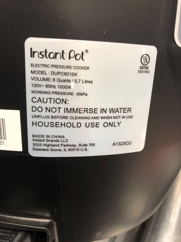 Photo 3 of ***NOT FUNCTIONAL - NONREFUNDABLE - FOR PARTS - SEE NOTES***
Instant Pot Duo V6 7-in-1 Electric Multi-Cooker, Pressure Cooker, Slow Cooker, Rice Cooker, 6 Quart