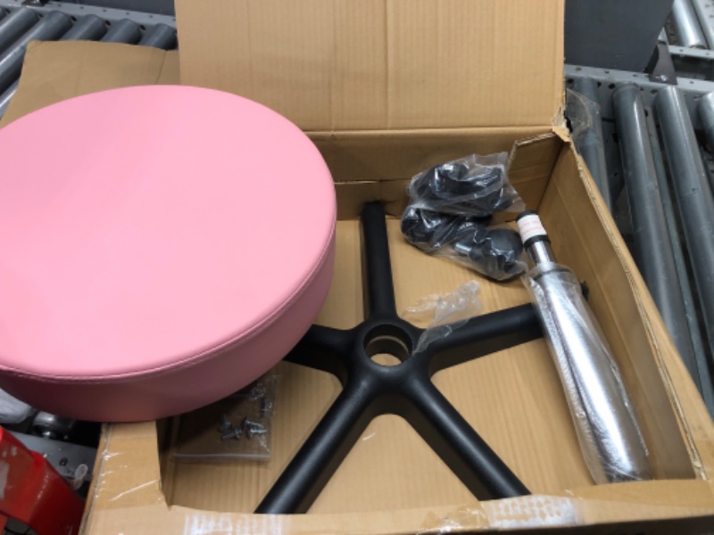 Photo 2 of ***Parts Only***KKTONER Round Rolling Stool PU Leather Height Adjustable Swivel Drafting Work SPA Salon Stools Chair with Wheels (Pink)