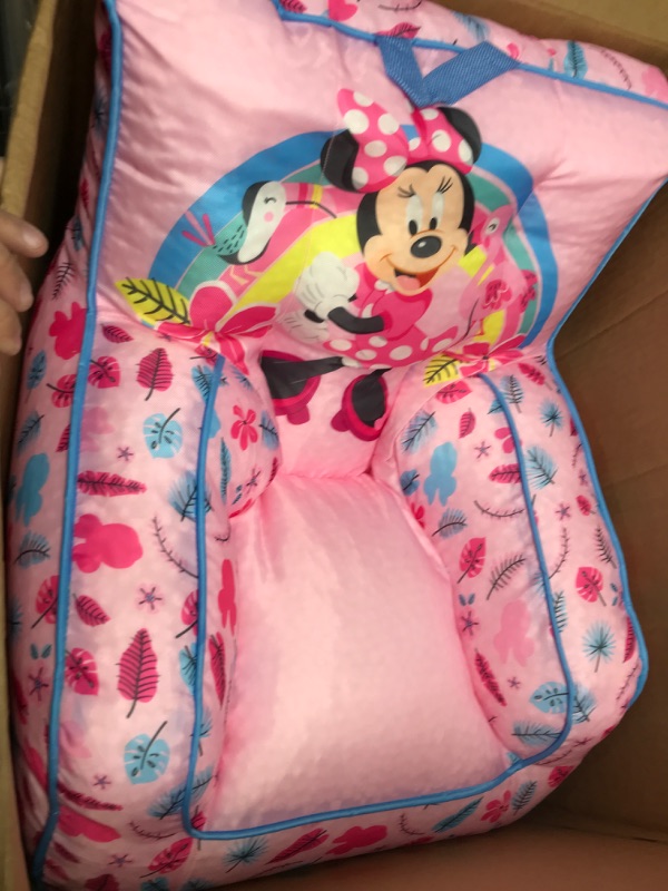 Photo 2 of Disney Minnie Mouse Toddler Nylon Bean Bag Chair with Piping & Top Carry Handle