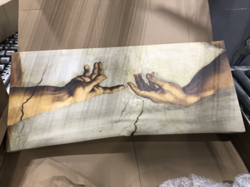 Photo 2 of Stupell Industries Hands of The Creation Of Adam Religious Painting, Canvas, 13 x 30 Gallery Wrapped Canvas 13 x 30