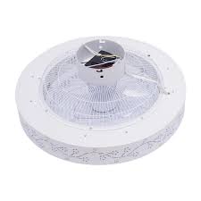 Photo 1 of 21.65 in. Modern Flower Pattern Enclosed Round Integrated LED Indoor White Ceiling Fan with Remote
