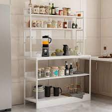 Photo 1 of 15.7 in. D White Wood 5-Tiers Standing Baker's Racks with Storage Shelves Metal Frame Kitchen Organizer Rack
