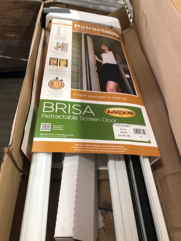 Photo 3 of *Missing Hardware* Brisa Single Retractable Screen Door, Black, Fits 96-in Tall x 32-in to 36-in Wide Doors 96" to 97" Opening Height Black