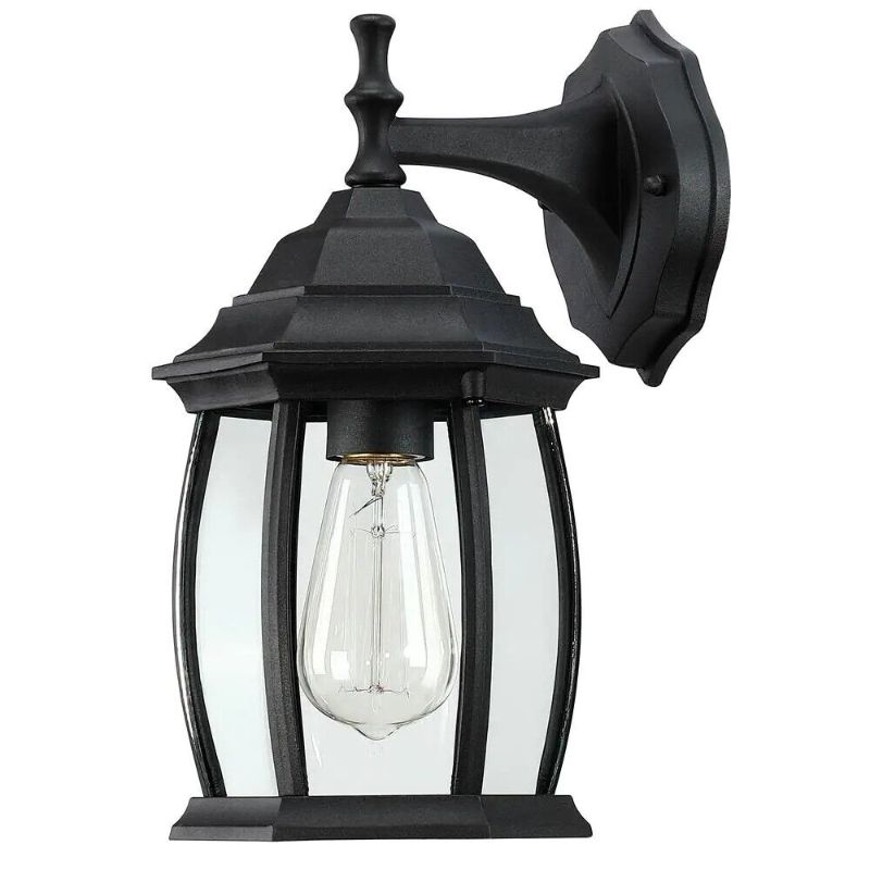 Photo 1 of Pia Ricco 1Jay-19281 1-Light Black Outdoor Wall Lantern w/Clear Glass 
