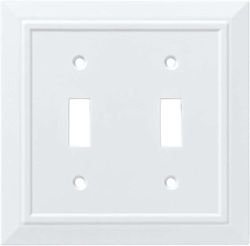 Photo 1 of *SET OF 2* Franklin Brass W35244-PW-C Classic Architecture Double Switch Wall Plate/Switch Plate/Cover, White
