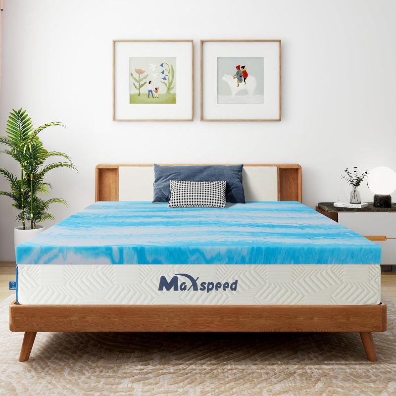 Photo 1 of 
Maxspeed 3 Inch Gel Memory Foam Mattress Topper Ventilated Soft Mattress Pad, Bed Topper, CertiPUR-US Certified, Full Size, Blue
Size:Full
Style:3 Inch
