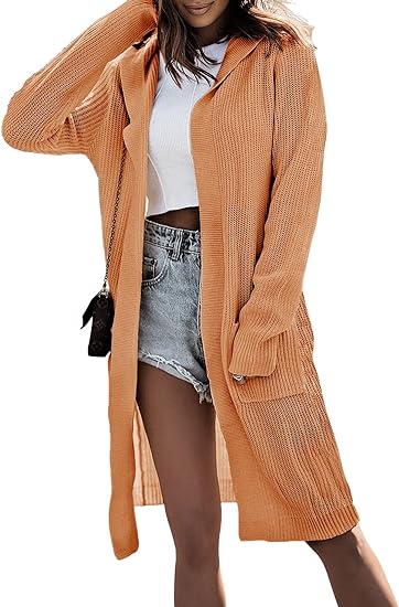 Photo 1 of Dokotoo Womens 2023 Solid Hooded Cardigan Sweaters for Women Knitted Coats Outerwear Casual Long Cardigans with Pockets
XL 