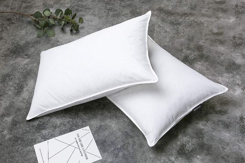 Photo 1 of 
SNUG&COZY Grey Goose Feather Down Pillows for Sleeping(2 Pack)- Standard Size(20IN×26IN), Goose Feather&Down Filling, 100% Cotton Cover, 100% Down.