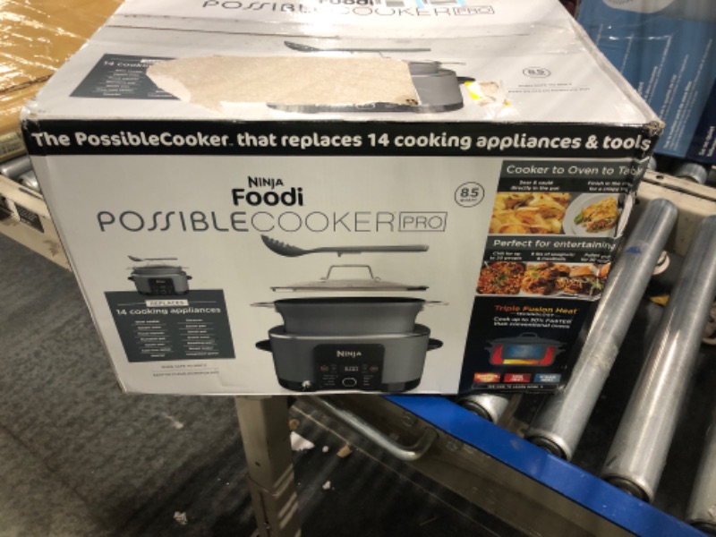 Photo 2 of Ninja MC1001 Foodi PossibleCooker PRO 8.5 Quart Multi-Cooker, with 8-in-1 Slow Cooker, Pressure Cooker, Dutch Oven & More, Glass Lid & Integrated Spoon, Nonstick, Oven Safe Pot to 500°F, Sea Salt Grey