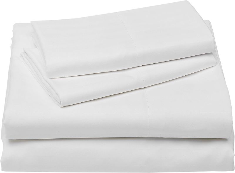 Photo 3 of Amazon Basics Deluxe Microfiber Striped Sheet Set - 4 pcs,Queen, Bright White