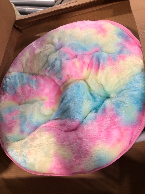 Photo 1 of Heritage Kids Rainbow Faux Fur Kids Folding Saucer Chair