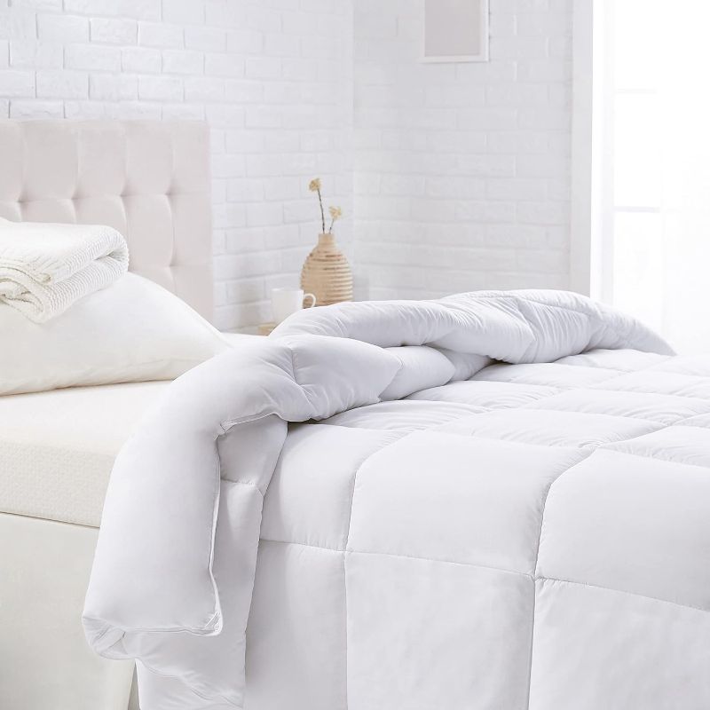 Photo 1 of Amazon Basics Down Alternative Bedding Comforter Duvet Insert - Full/Queen, White, Warm