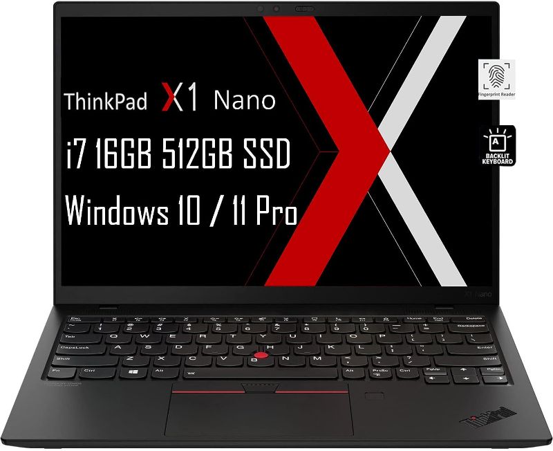 Photo 1 of Lenovo ThinkPad X1 Nano (2023) Business Laptop (13" 2k, Intel Core i7-1160G7, 16GB RAM, 512GB SSD), 1.99lbs, 13-Hr Long Battery Life, Thunderbolt 4, Backlit, Fingerprint, 3-Yr WRT, Win 10 / 11 Pro