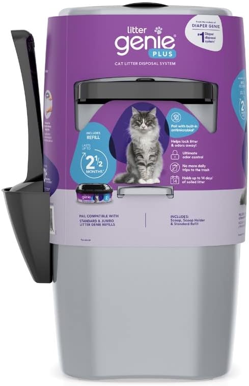 Photo 1 of 
Litter Genie Plus Pail (Silver) | Cat Litter Box Waste Disposal System for Odor Control | Includes 1 Square Refill Bag