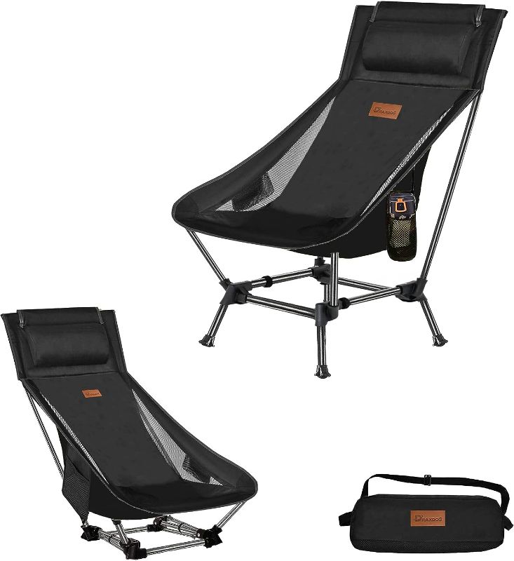 Photo 1 of draxdog camping chair 2 way compact backing chair portable folding chair beach chair with side pocket
