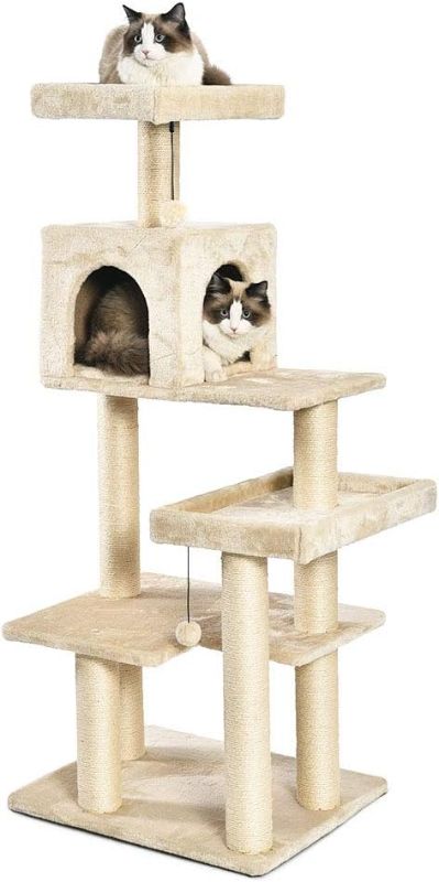 Photo 1 of Amazon Basics Extra Large Cat Tree Tower with Condo - 24 x 56 x 19 Inches, Beige