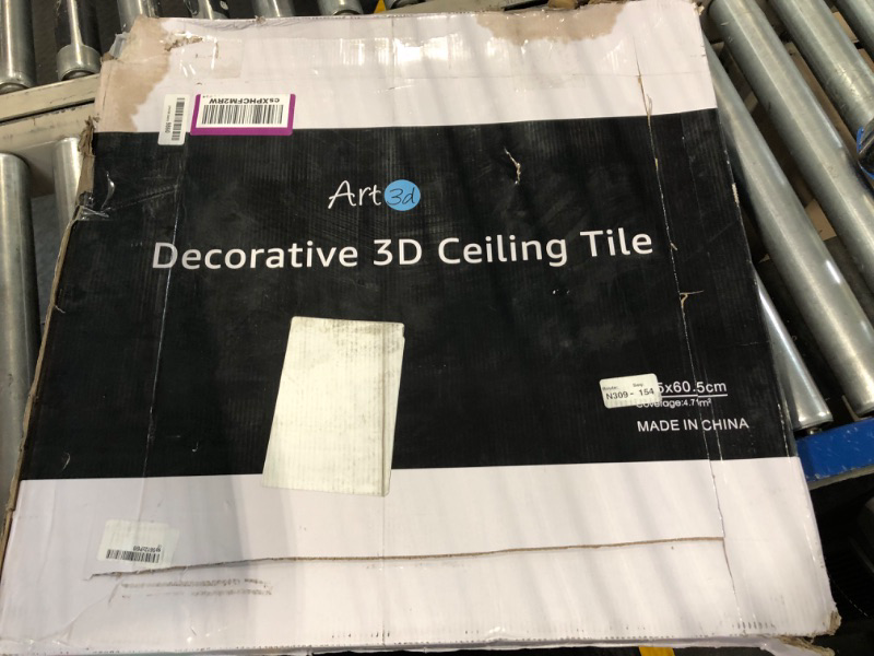 Photo 2 of Art3d Decorative Drop Ceiling Tile 2‘x2‘, Glue-up 3D Textured Ceiling Panel, Plastic Sheet in Black(12 Pack)