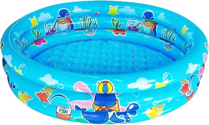 Photo 1 of 3 Rings Kiddie Pool for Toddler, 48”X12”?Kids Swimming Pool, Inflatable Baby Ball Pit Pool, Small Infant Pool (Blue)